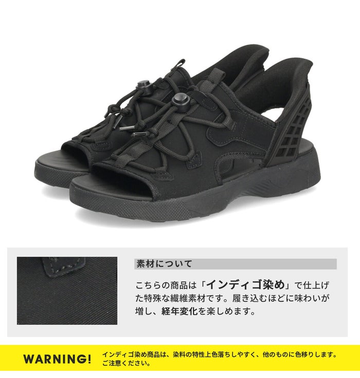 メンズ サンダル バックストラップ 手を使わず履ける カジュアル インディゴ染め 履きやすい ハンズフリー コンフォートサンダル スポーツサンダル 軽量 防滑 靴 ブラック 黒 Parade 楽すぽっ 70640