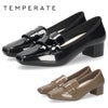 TEMPERATE テンパレイト FRIDA フリーダ レインシューズ レディース 完全防水 スリッポン パンプス スクエアトゥ 3.5cmヒール 歩きやすい 滑りにくい 光沢感