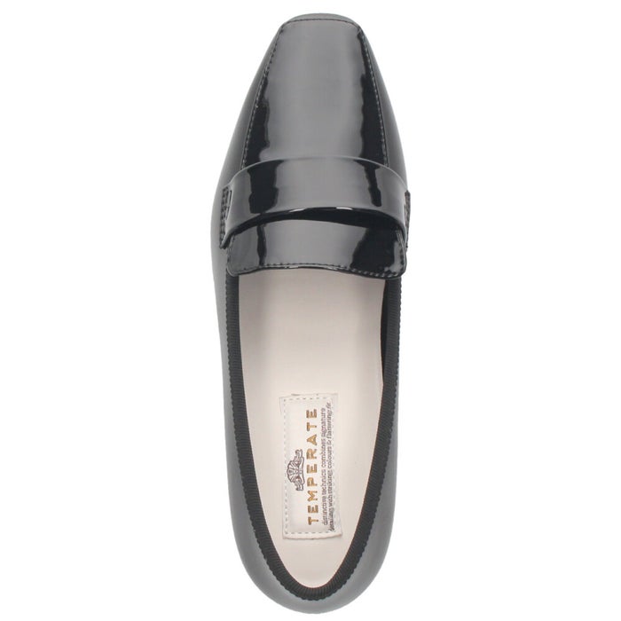 TEMPERATE テンパレイト FRIDA フリーダ レインシューズ レディース 完全防水 スリッポン パンプス スクエアトゥ 3.5cmヒール 歩きやすい 滑りにくい 光沢感
