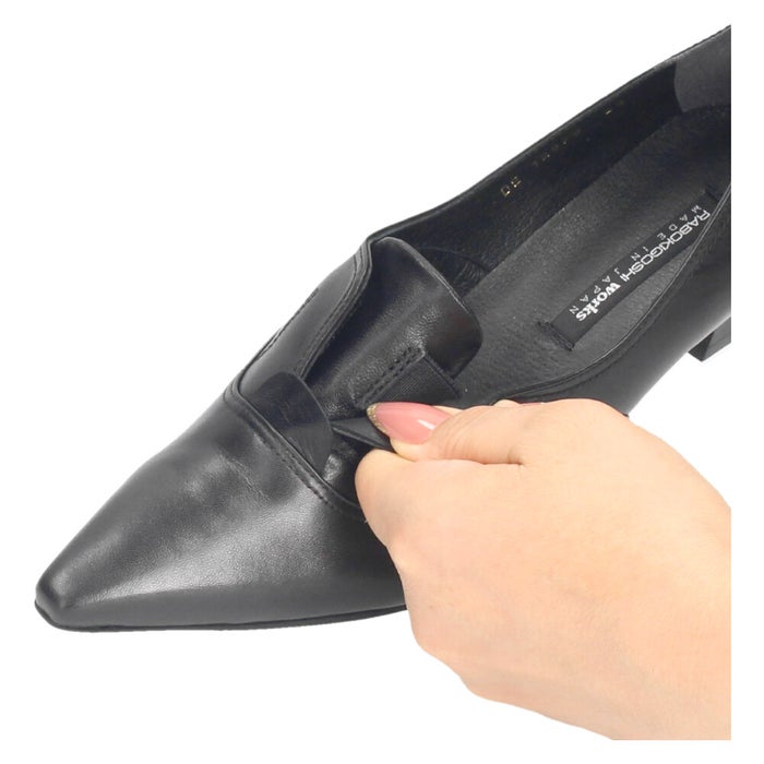 ラボキゴシ ワークス レディース パンプス 本革 黒 ブラック 日本製 ポインテッドトゥ チャンキーヒール 5cm RABOKIGOSHI works 12879