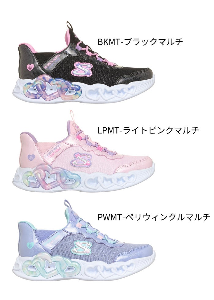 スケッチャーズ 光る靴 女の子 スリップインズ キッズ スニーカー スリッポン SKECHERS Slip-ins インフィニット ハート ライツ スパークル ハート ノーマル幅 303735L