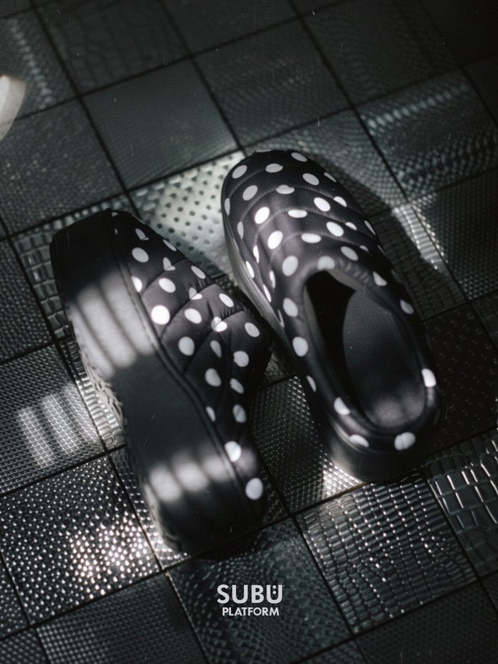 スブ プラットフォーム サンダル 厚底 レディース SUBU PLATFORM ドット ブラック シルバー 正規品 冬用サンダル ルームシューズ 外履き 2026 秋冬 スリッポン 履きやすい 痛くない 防寒