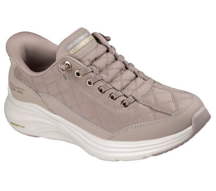 スケッチャーズ スリップインズ レディース スニーカー 靴 コンツアーフォーム - コージーフィット ゴールデン アワー SKECHERS Slip-ins 150413 ノーマル幅 ハンズフリー 軽量 スリッポン ゴム紐 キルティング