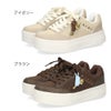 厚底スニーカー レディース ジュニア ガールズ 女の子 靴 カジュアルシューズ ２WAY 軽量 ローカット ウエスタン チャーム付き 歩きやすい キューキュー KewKew 2460 アイボリー ブラウン