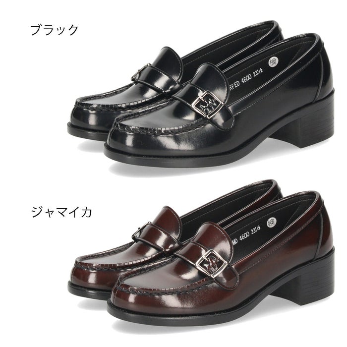 ハルタ ローファー レディース 靴 ３E 幅広 4.5cm チャンキーヒール 歩きやすい HARUTA 4600 学生 通学 黒 ブラック 茶 ブラウン 女の子 卒業式 入学式 定番