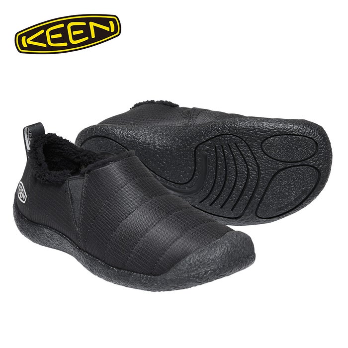 KEEN キーン レディース スリッポン HOWSER II ハウザー ツー 1023981 リラックスシューズ スニーカー サイドゴア フリース 暖かい アウトドア デイリー ブラック