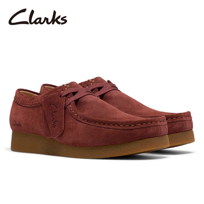 クラークス ワラビー エヴォ レディース モカシン スエード カジュアルシューズ 靴 Clarks 26329301 WallabeeEVOSh 紐靴 軽量ソール マルーン