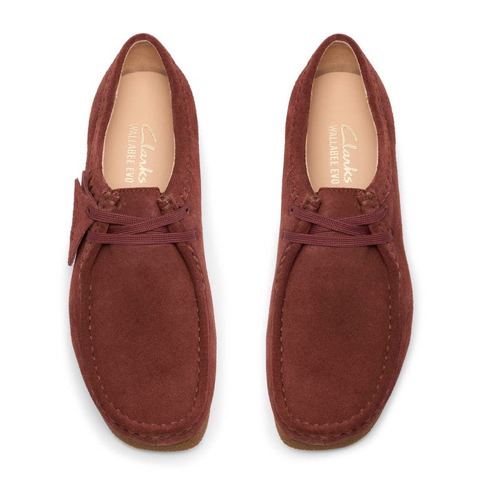 クラークス ワラビー エヴォ レディース モカシン スエード カジュアルシューズ 靴 Clarks 26329301 WallabeeEVOSh 紐靴 軽量ソール マルーン