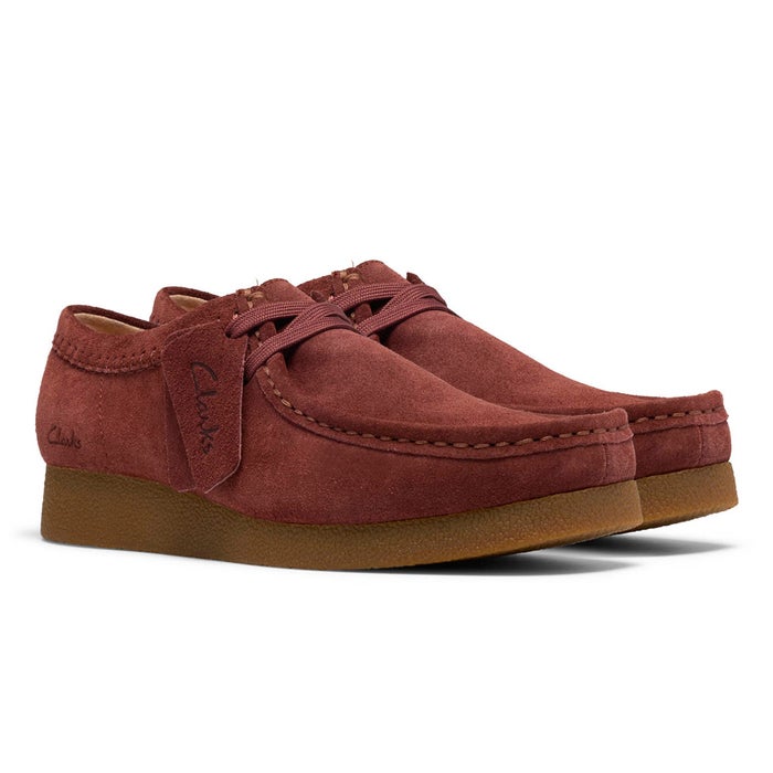 クラークス ワラビー エヴォ レディース モカシン スエード カジュアルシューズ 靴 Clarks 26329301 WallabeeEVOSh 紐靴 軽量ソール マルーン