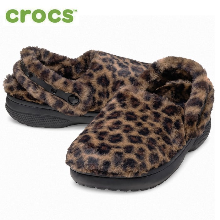 クロックス サンダル レディース クロッグ 冬サンダル 軽量 あたたか 防寒 ファー 室内 室外 crocs C UNFURGTBLE CLOG 212002 ヒョウ柄 レオパード