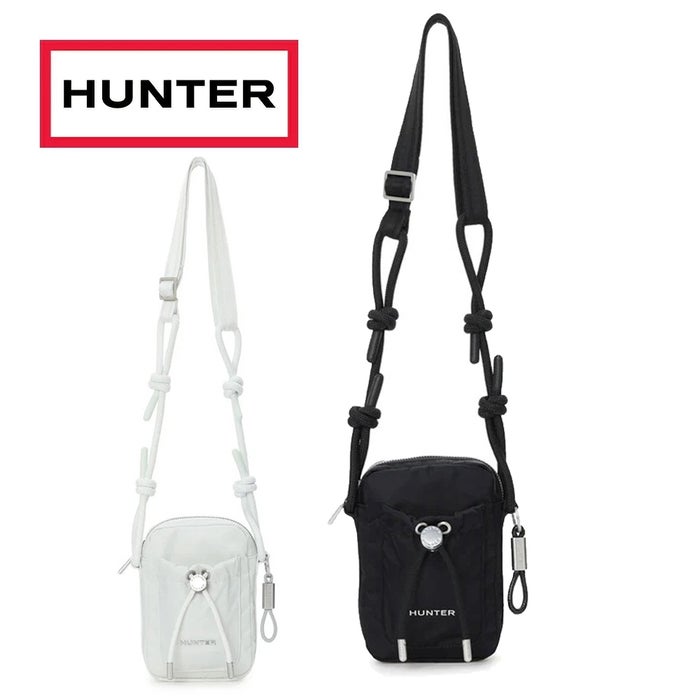 ハンター ショルダーバック ポーチ 耐水 ミニバック スマートフォン プレミアム ナイロン フォンポーチ サブバック HUNTER 5528 黒 白