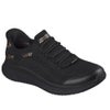スケッチャーズ スリップインズ スリッポン スニーカー レディース 靴 ボブス ゴム紐 ノーマル幅 SKECHERS Slip-ins BOBS Squad 4 117743 ハンズフリー 立ったまま履ける 手を使わずに履ける ブラック 黒