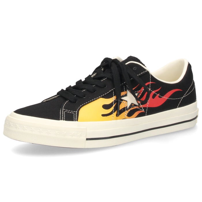 コンバース スニーカー メンズ ワンスター エイジド キャンバス IGNT 33703370 CONVERSE ONE STAR AGED CANVAS IGNT ファイヤーパターン 炎柄 ローカット ブラック 黒 レトロ