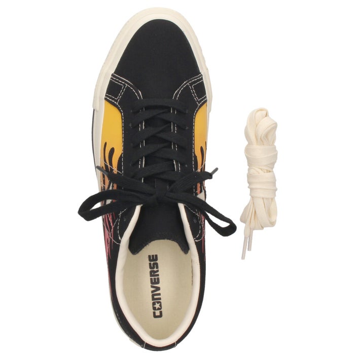 コンバース スニーカー メンズ ワンスター エイジド キャンバス IGNT 33703370 CONVERSE ONE STAR AGED CANVAS IGNT ファイヤーパターン 炎柄 ローカット ブラック 黒 レトロ