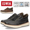 エドウィン スニーカー メンズ EDWIN EDM-14FS ハンズフリー 手を使わず履ける 立ったまま履ける 防水 4cm防水 ゴム紐 グリップソール 滑りにくい カジュアルシューズ ウォーキング ブラック ダークブラウン