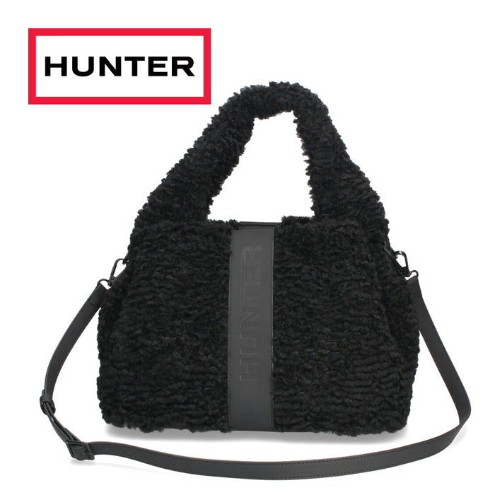 ハンター HUNTER トートバッグ レディース ブークレ ミディアム トート UBX5522PRC ハンドバッグ ショルダーバッグ 2WAY もこもこ ふわふわ ボア風 カジュアル おしゃれ ブラック