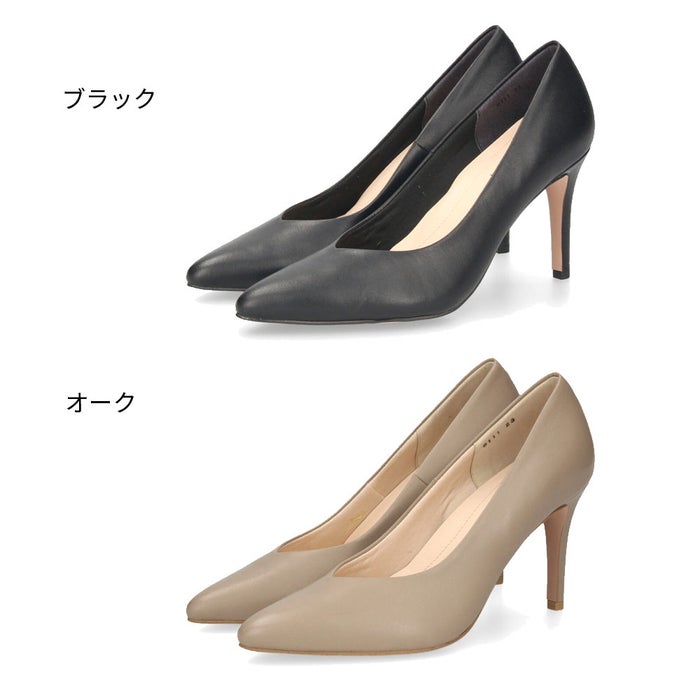 メルモ パンプス レディース 本革 日本製 ポインテッドトゥ ハイヒール 8.5cm ピンヒール 2E 美脚 きれいめ シンプル 通勤 オフィス ビジネス フォーマル MELMO 8111 ブラック オーク