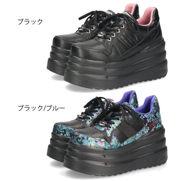 ヨースケ 厚底スニーカー レディース スニーカー 靴 ３E 幅広 サイドジップ YOSUKE 2710023 ブラック 黒